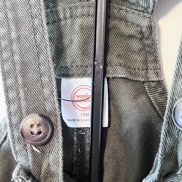 Wonder Nation Army Green Overalls Denim Dress Size 18 Months - Picture 3 of 4